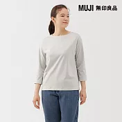 【MUJI 無印良品】女天竺船領七分袖T恤 M 淺灰