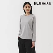 【MUJI 無印良品】女天竺圓領長袖T恤 M 灰色