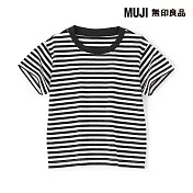 【MUJI 無印良品】幼兒容易穿脫天竺圓領短袖T恤 80 黑橫紋
