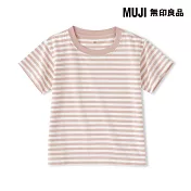 【MUJI 無印良品】幼兒容易穿脫天竺圓領短袖T恤 80 粉紅橫紋