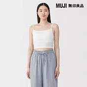 【MUJI 無印良品】女柔滑半截罩杯式細肩帶 L 白色