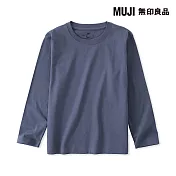 【MUJI 無印良品】兒童棉天竺圓領長袖T恤 110 藍色