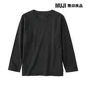 【MUJI 無印良品】兒童棉天竺圓領長袖T恤 110 黑色