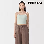 【MUJI 無印良品】女棉混彈性螺紋半截罩杯式細肩帶 S 淡綠