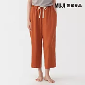 【MUJI 無印良品】女涼感柔滑八分褲 S 深橘