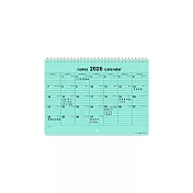 珠友 2026年可掛式雙圈月曆+筆記/兩用站立吊掛/掛曆桌曆/行事曆/月計劃/日曆農曆節日節氣 02荷綠