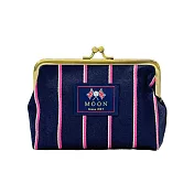 【日本丸真】MOON 英倫風復古雙扣小包包 藍底粉條紋 藍底粉條紋