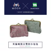 【日本丸真】MOON 英倫風復古雙扣小包包 粉灰格子 粉灰格子