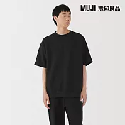 【MUJI 無印良品】男速乾鬆餅紋圓領短袖T恤 S 黑色