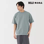 【MUJI 無印良品】男速乾鬆餅紋圓領短袖T恤 S 淺藍