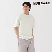 【MUJI 無印良品】男速乾鬆餅紋圓領短袖T恤 S 柔白
