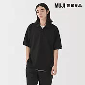 【MUJI 無印良品】男速乾鬆餅紋短袖POLO衫 S 黑色