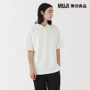 【MUJI 無印良品】男速乾鬆餅紋短袖POLO衫 S 柔白
