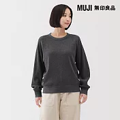 【MUJI 無印良品】女鬆餅紋圓領長袖T恤 S 墨灰