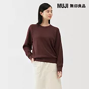 【MUJI 無印良品】女鬆餅紋圓領長袖T恤 S 棕色