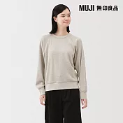 【MUJI 無印良品】女鬆餅紋圓領長袖T恤 S 粉米