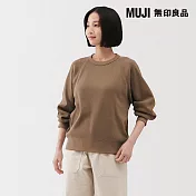 【MUJI 無印良品】女鬆餅紋圓領長袖T恤 S 米色