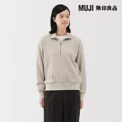 【MUJI 無印良品】女鬆餅紋半拉鍊圓領衫 S 粉米