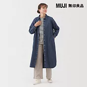 【MUJI 無印良品】女水洗丹寧長袖襯衫式洋裝 S 藍色