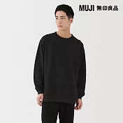 【MUJI 無印良品】男速乾鬆餅紋圓領長袖T恤 S 黑色