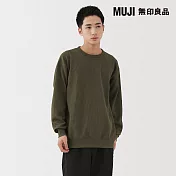 【MUJI 無印良品】男速乾鬆餅紋圓領長袖T恤 S 卡其綠