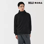 【MUJI 無印良品】男抗UV速乾裏毛拉鍊連帽外套 S 黑色