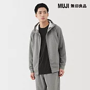 【MUJI 無印良品】男抗UV速乾裏毛拉鍊連帽外套 S 灰白