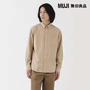 【MUJI 無印良品】男水洗牛津布扣領長袖襯衫 S 淺米