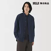 【MUJI 無印良品】男水洗牛津布扣領長袖襯衫 S 深藍
