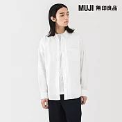 【MUJI 無印良品】男水洗牛津布扣領長袖襯衫 S 白色