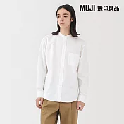 【MUJI 無印良品】男水洗牛津布立領長袖襯衫 S 白色