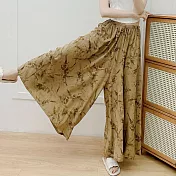 【AnZa】中大尺碼棉綢輕薄涼感闊腿褲褲裙(3色)     FREE 卡其小草