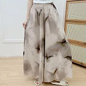 【AnZa】中大尺碼棉綢輕薄涼感闊腿褲褲裙(3色)     FREE 蝴蝶飛舞