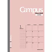KOKUYO Campus 2026手帳(月間) B5-粉