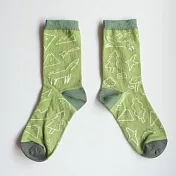 【 Hello Studio 你好工作室 】綠意線條｜插畫棉襪
