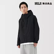 【MUJI 無印良品】男撥水加工連帽風衣外套 M 黑色