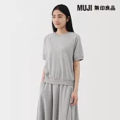 【MUJI 無印良品】女輕量裏毛圓領短袖T恤 S 灰色
