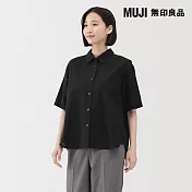 【MUJI 無印良品】女涼感標準領短袖襯衫 M 黑色