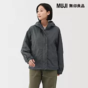 【MUJI 無印良品】女撥水加工可攜式連帽外套 L 灰白