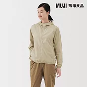 【MUJI 無印良品】女撥水加工可攜式連帽外套 L 米黃