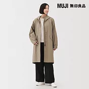 【MUJI 無印良品】女撥水加工連帽長大衣 L 灰棕