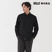 【MUJI 無印良品】男水洗平織布長袖襯衫 S 黑色