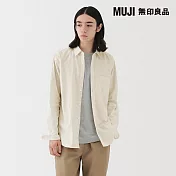 【MUJI 無印良品】男水洗平織布長袖襯衫 S 米色直紋