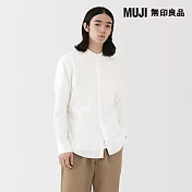 【MUJI 無印良品】男水洗平織布立領長袖襯衫 S 白色