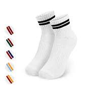 【MORINO 摩力諾】台灣製 4+1雙組-柔適棉足弓運動襪-短襪 台灣製 (白底-條紋隨機4雙)(贈亮彩隨機1雙)  白底-線條隨機