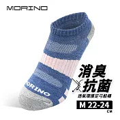 【MORINO摩力諾】99.9%抑菌除臭襪 透氣環狀足弓保護襪- M-藍粉