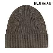 【MUJI 無印良品】棉混蠶絲針織帽55-59cm 卡其綠