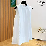 【初色】時尚涼爽寬鬆純色圓領無袖背心女背心-共2色-13888(M-2XL可選) M 白色