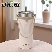 【OMORY】304八角造型保溫杯710ml(附提繩)- 奶茶