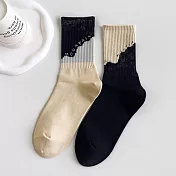 【AnZa】印花學生襪AB襪中筒襪短襪 不對襯字母襪(黑色)